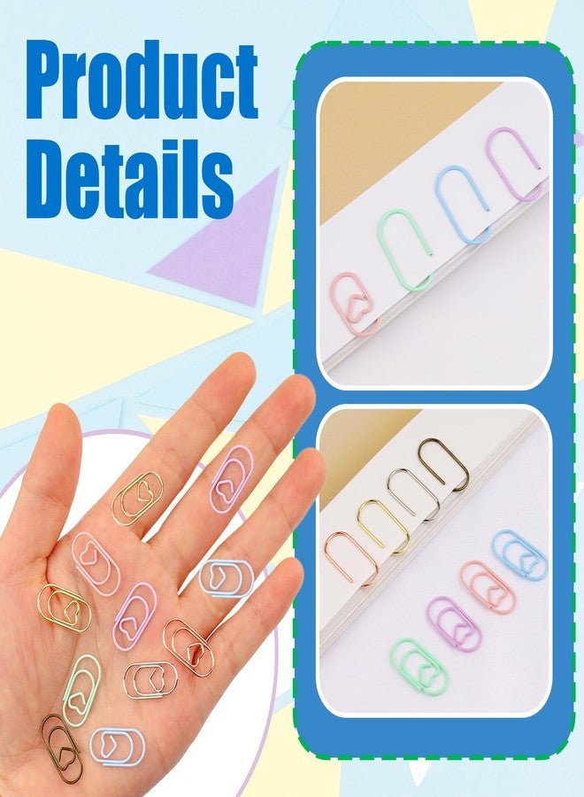 Pretwad 80 Pcs Heart Paper Clips - Love Heart-Shaped Small Clip Metal Journaling Clamps, Colorful Decorative Cute Paper Clips for Women, Document Note Sorting & Organizing - Image 3