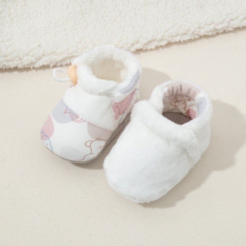 Chuan Duo La Baby Winter Cotton Socks Shoes for 0-1 Year Old, Thickened Soft Sole Anti-Slip Cartoon Booties - Image 1