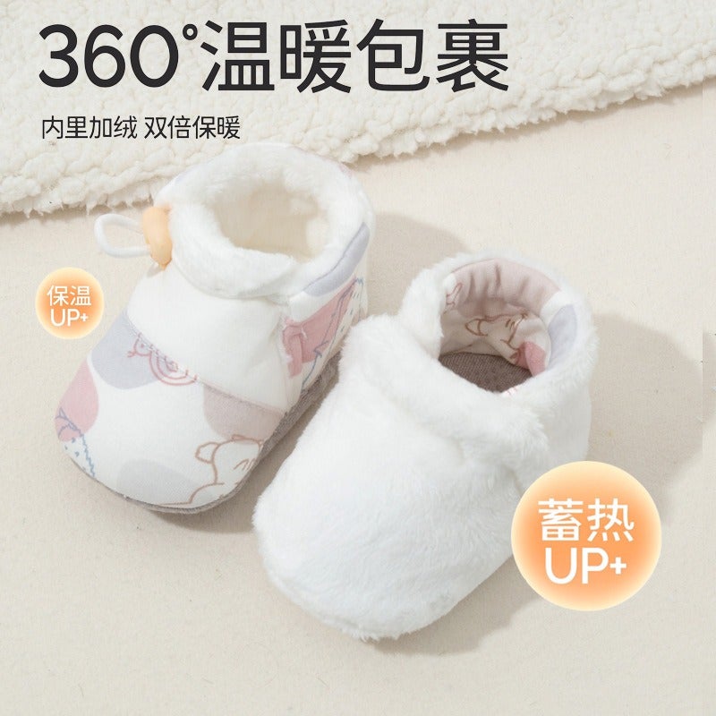 Chuan Duo La Baby Winter Cotton Socks Shoes for 0-1 Year Old, Thickened Soft Sole Anti-Slip Cartoon Booties - Image 3