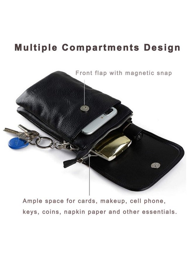 WITERY - Leather Crossbody Cell Phone Purse For Women Black Lightweight Small Cross Body Cell Phone Wallet Pouch Shoulder Bag With Shoulder Strap - Image 1