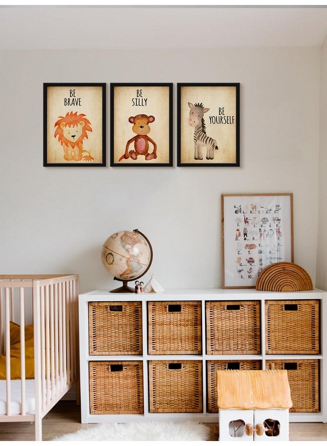 999STORE cartoon animal lion monkey zebra modern art canvas wall painting with frame KidsP021 - Image 2