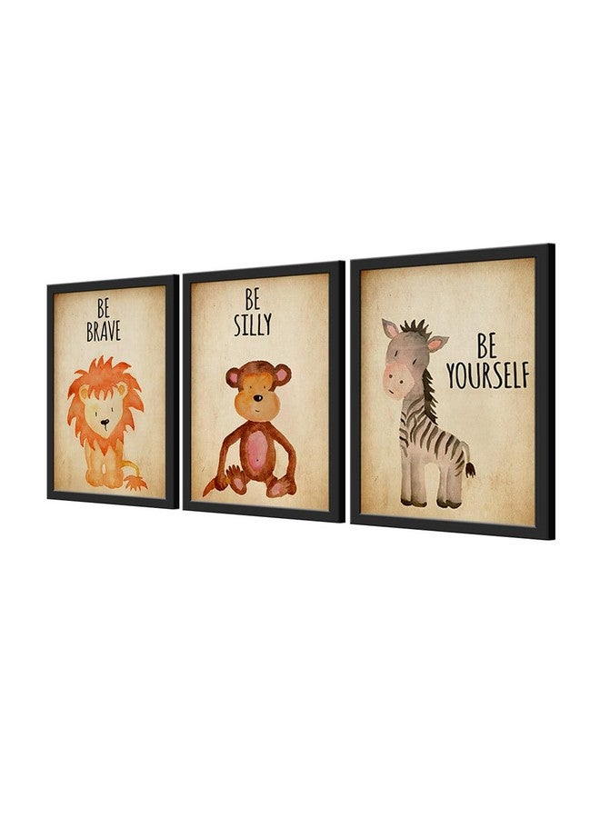 999STORE cartoon animal lion monkey zebra modern art canvas wall painting with frame KidsP021 - Image 3