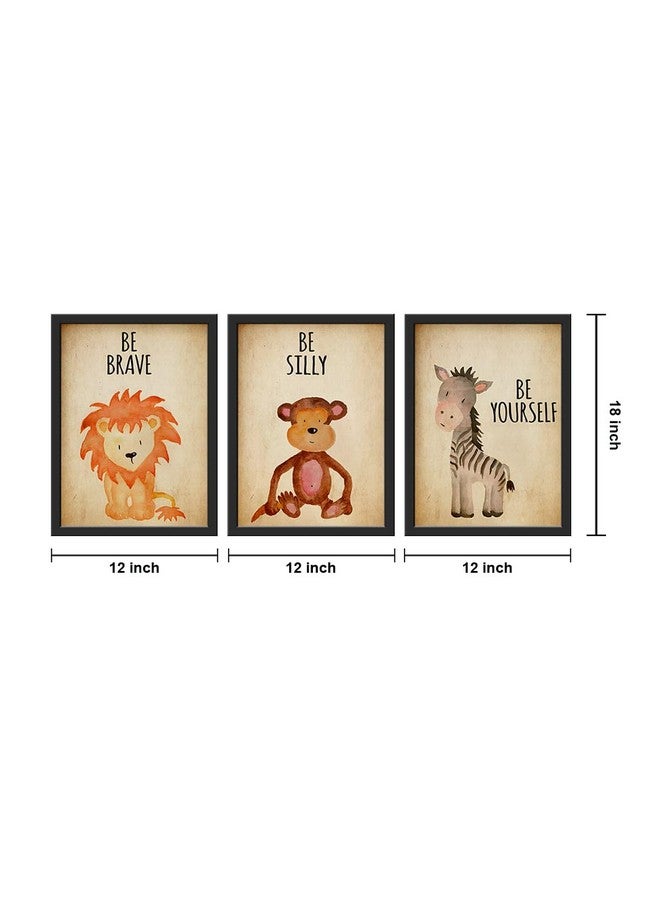 999STORE cartoon animal lion monkey zebra modern art canvas wall painting with frame KidsP021 - Image 4