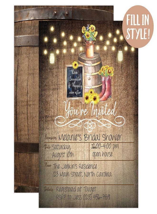 Your Main Event Prints Country Rustic Sunflower Invitations - Rustic Elegant Invites for Wedding Rehearsal Dinner, Bridal Shower, Engagement - Image 5