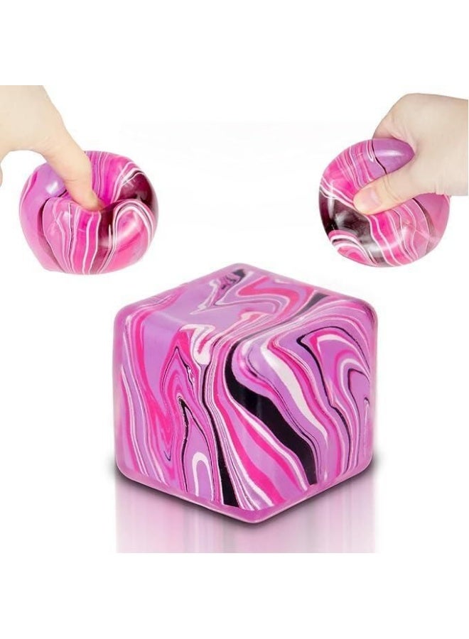 Needoh Cube Swirl Stress Ball Sugar Squishy Toy, White Sugar Stress Relief Ball, Marble Sensory Fidget Toy for Adults Anxiety Relief, Nice Cube Style Sensory Desk Accessory - Image 2