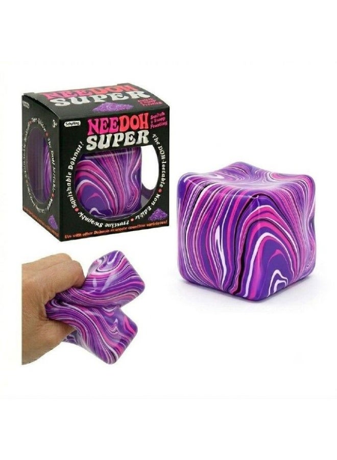 Needoh Cube Swirl Stress Ball Sugar Squishy Toy, White Sugar Stress Relief Ball, Marble Sensory Fidget Toy for Adults Anxiety Relief, Nice Cube Style Sensory Desk Accessory - Image 1