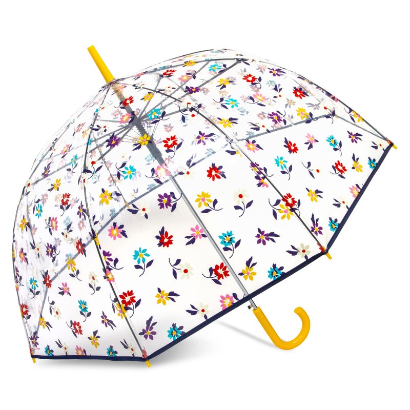 ShedRain Floral Bubble Umbrella â€“ See Through, Rain & Windproof Umbrella - Perfect for Weddings, Prom, Outdoor Events - Automatic Open, Flower Print - Image 1