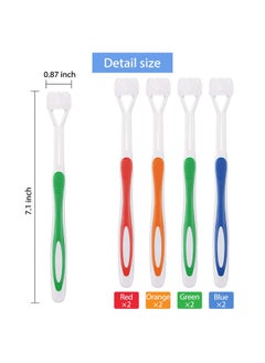 BOAO 8 Pieces Autism Toothbrush Three Bristle Travel Toothbrush for Complete Teeth and Gum-Care, Great Angle Bristles Clean Each Tooth, Soft/Gentle (Green, Blue, Yellow, Red)  - Image 2