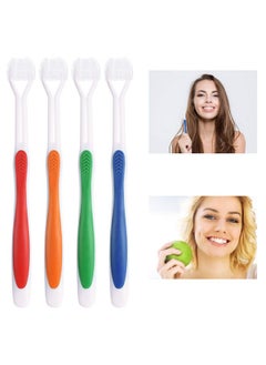 BOAO 8 Pieces Autism Toothbrush Three Bristle Travel Toothbrush for Complete Teeth and Gum-Care, Great Angle Bristles Clean Each Tooth, Soft/Gentle (Green, Blue, Yellow, Red)  - Image 5