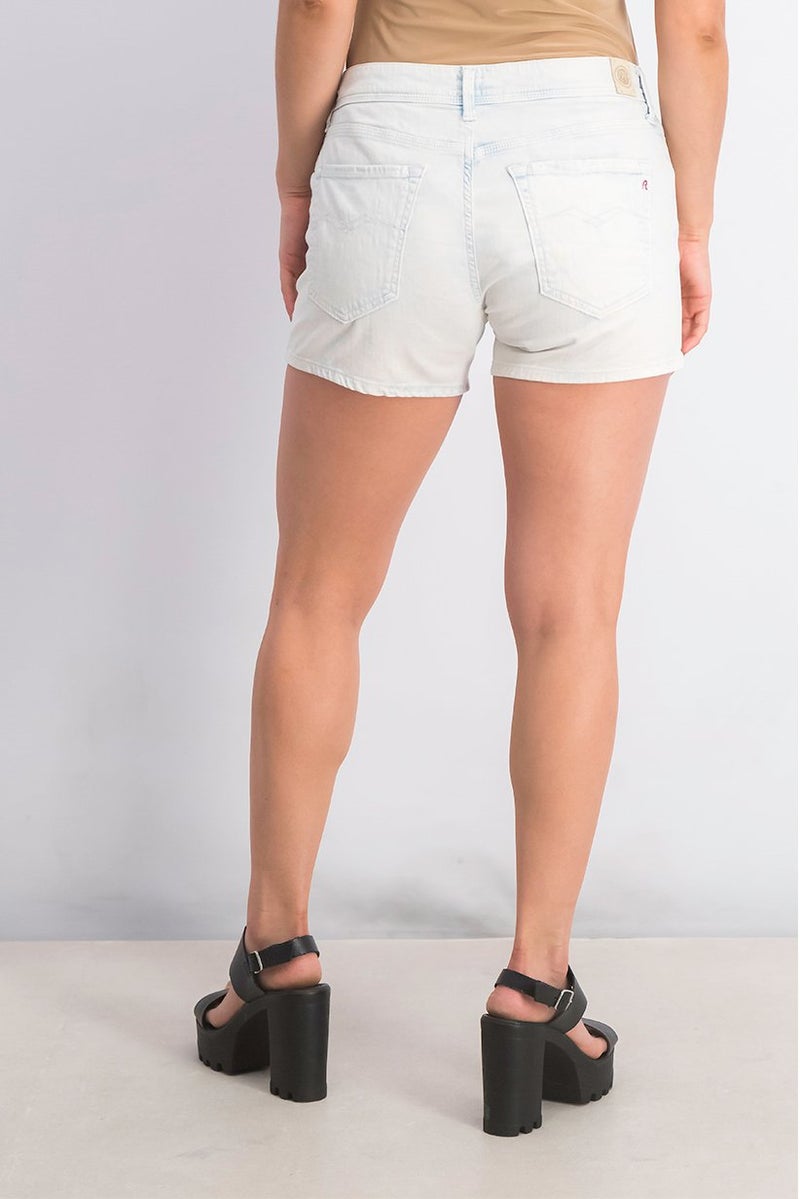 Replay Women Washed Faded Denim Shorts, Light Blue - Image 3