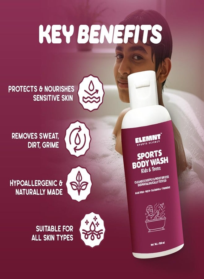 Elemnt Sports Body Wash for Kids & Teens | Gentle Sports Shower Gel for Active Kid & Teenagers | 200 ML - Image 3