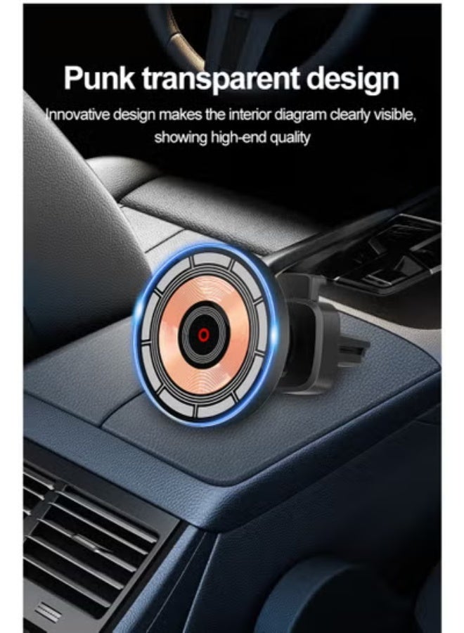 جولف لينك شاحن سيارة لاسلكي مغناطيسي، شاحن سيارة لاسلكي للآيفون، حامل فتحة تهوية مغناطيسية بقدرة 15 وات - Image 5