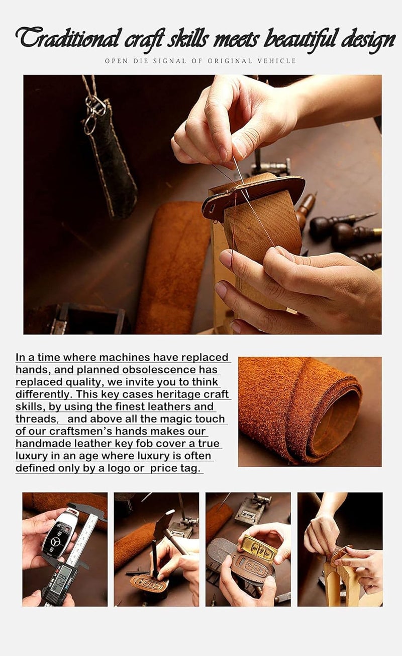 YOOJ ® For Jetour Leather Car Key Fob Cover Case, Fit for Jetour Freedom Traveller 2026 Shanhai T1 T2, Key Protective Cover Keychain, Hand Made Key Shell Accessories, 4 Button, Brown - Image 5