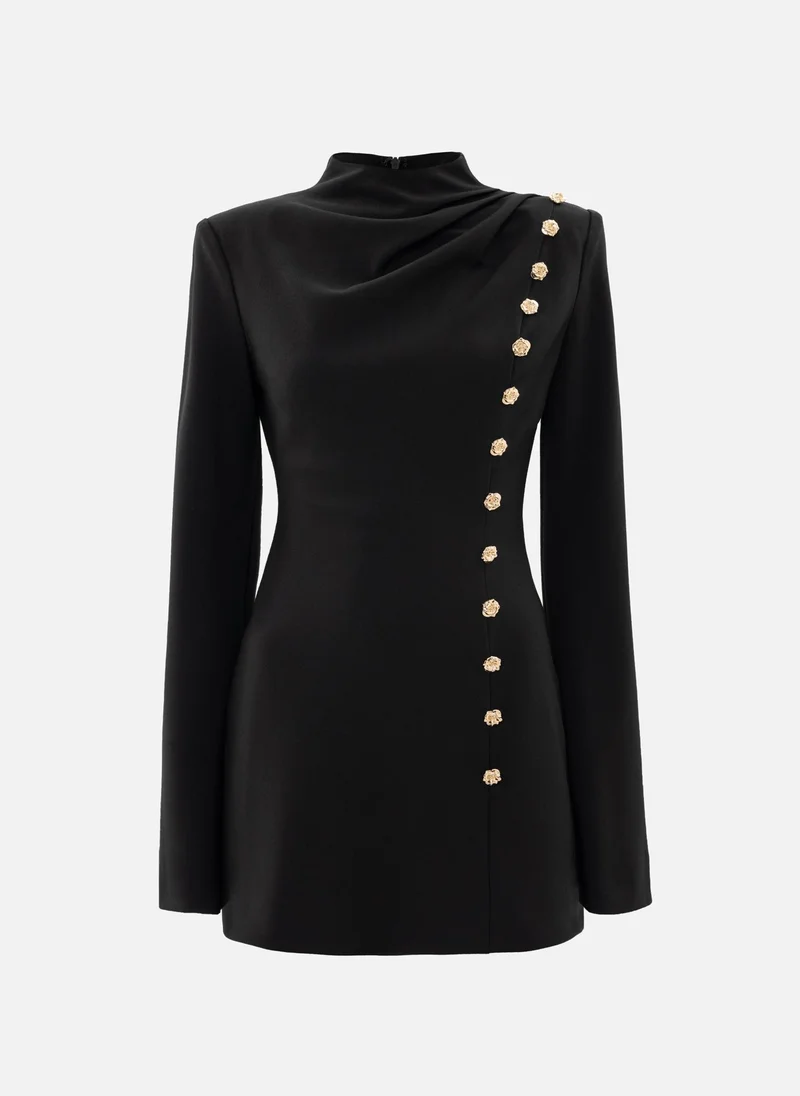 Lichi Mini dress with decorative flower buttons