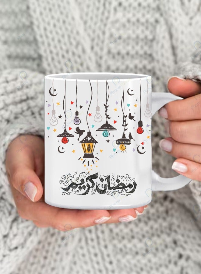 Phone Planet Ramadan Kareem printed mug with multicolored handle Ceramic mug