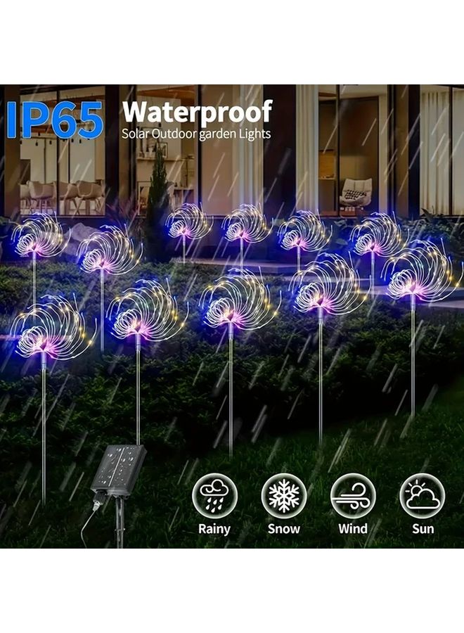 2025 New 4 Pack Solar Garden Lights 320LED Multicolored 8 Modes IP65 Outdoor - Image 3