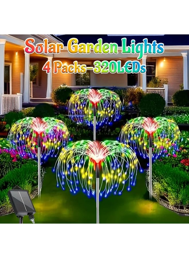 2025 New 4 Pack Solar Garden Lights 320LED Multicolored 8 Modes IP65 Outdoor - Image 1