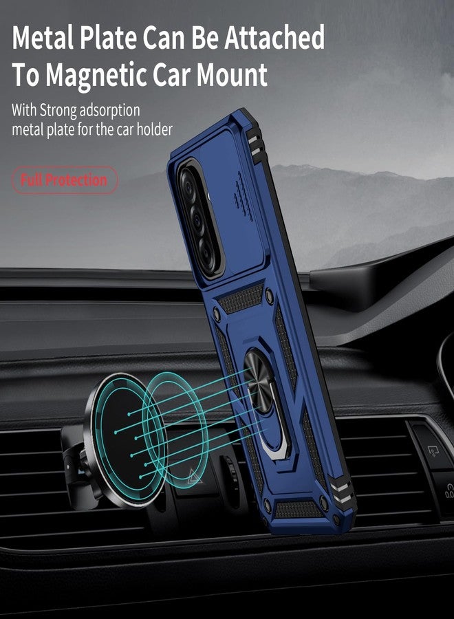 Weycolor for Samsung Galaxy A36 5G Case with Camera Lens Cover, 10 FT Military Grade Drop Protection, Magnetic Ring Holder Kickstand Protective Phone Case, Navy Blue - Image 2