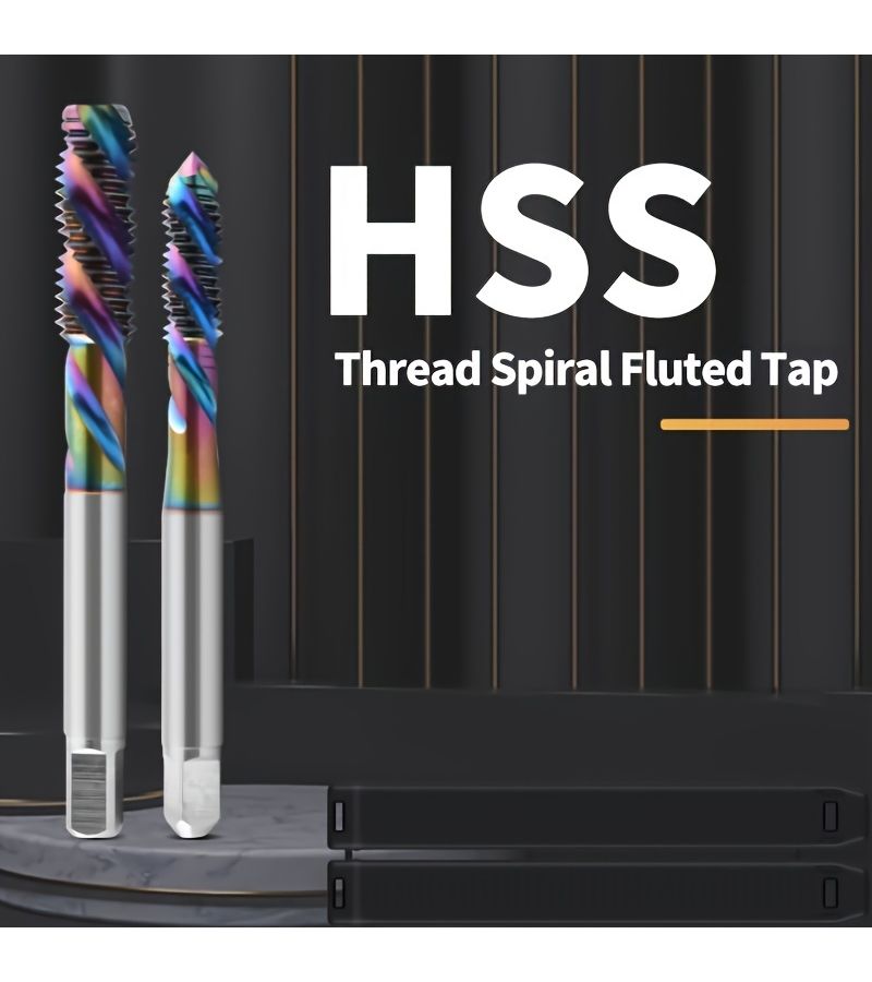 9pcs HSS Spiral Flute Tap Set M2 to M12 3 Flute Multi Purpose Threading Tools - Image 4