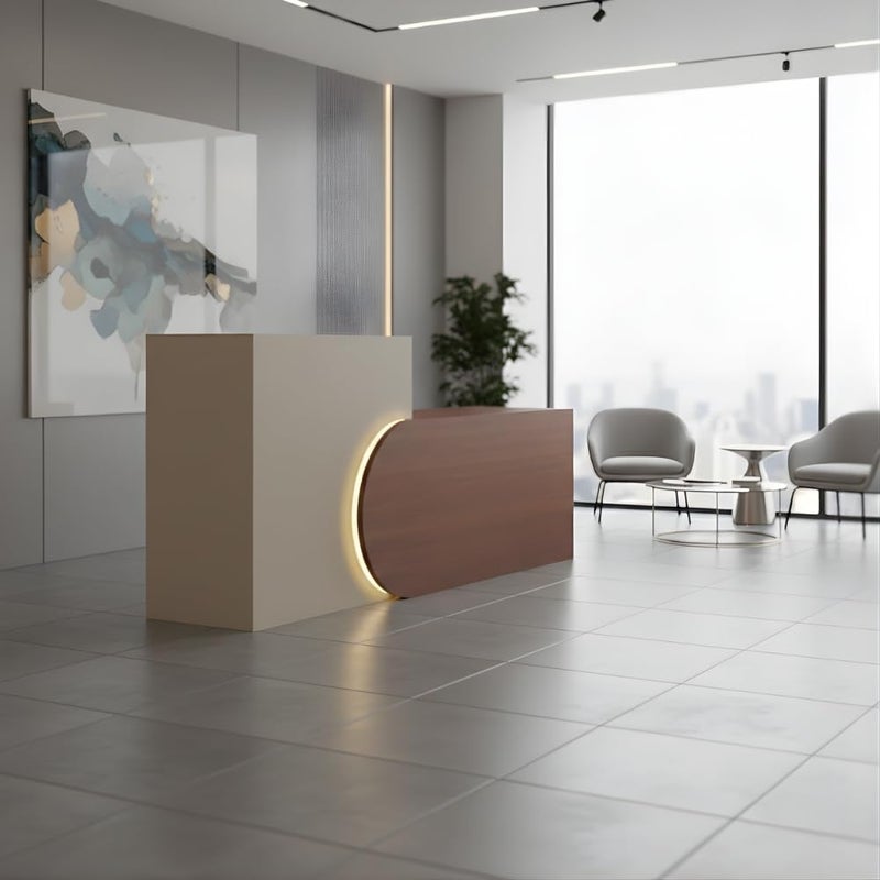 Neo Front مكتب استقبال نيو فرونت DG-R016 بطول 1.6 متر - طاولة مكتب أمامية من الخشب الفاخر مع درج وخزانة - Image 5