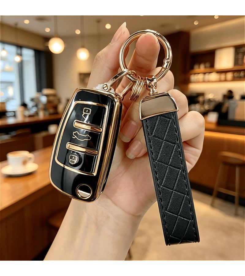 TPU Key Case With Keychain For Audi A1 A3 A4 8P 2 11gal 8V A5 B6 B7 A6 A7 C5 C6 Q2 Q3 Q5 Q7 4F S3 S4 S6 RS3 TT Car Additions Auto Accessories White - Image 4