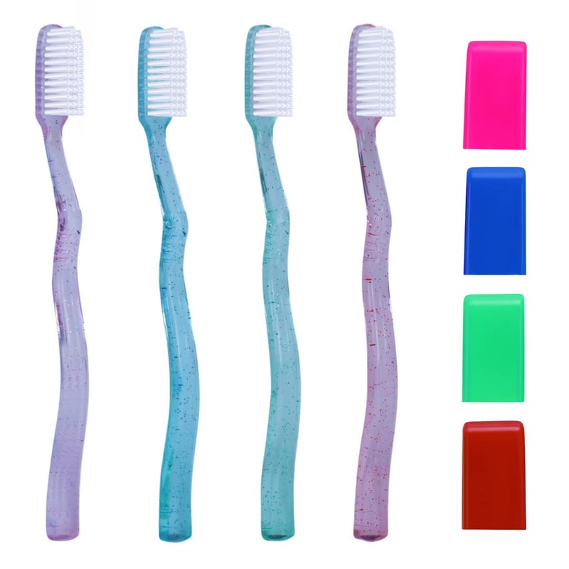MAXI Adult System Hard Bristles Manual Toothbrush With Anti-Bacterial Cap, Multicolor, Easy To Carry (Pack Of 4) - Image 3
