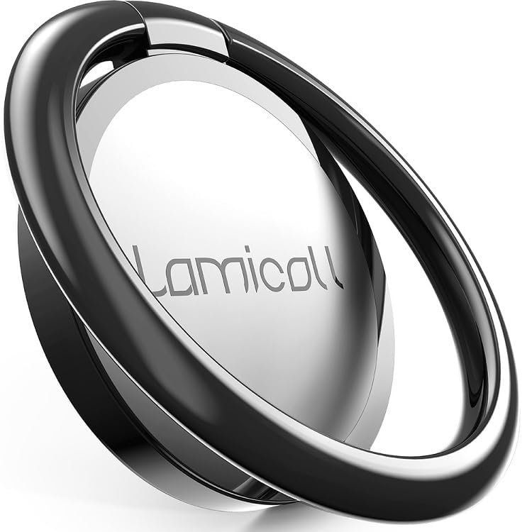 Lamicall Phone Ring Holder - Upgrade Zinc Alloy Finger Ring Stand, Matte Black - Image 1