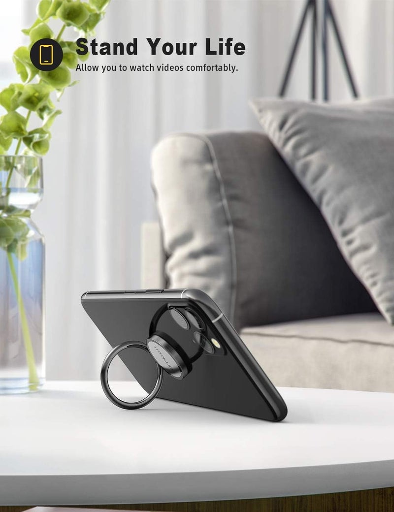 Lamicall Phone Ring Holder - Upgrade Zinc Alloy Finger Ring Stand, Matte Black - Image 2