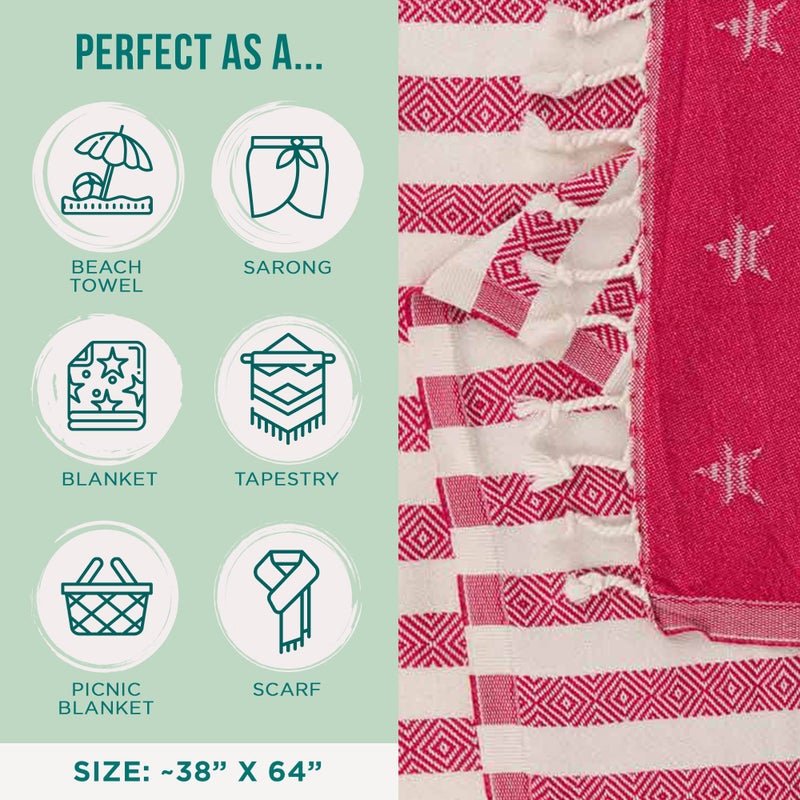 Sand Cloud Beach Towel - Sand Free - 100% Organic Turkish Cotton Yarn - Quick Dry Towel for Beach, Picnic, Blanket or Bath - As Seen on Shark Tank - Stars & Stripes (Red, White & Blue) - Image 3