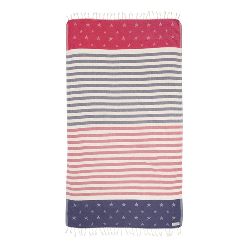 Sand Cloud Beach Towel - Sand Free - 100% Organic Turkish Cotton Yarn - Quick Dry Towel for Beach, Picnic, Blanket or Bath - As Seen on Shark Tank - Stars & Stripes (Red, White & Blue) - Image 1