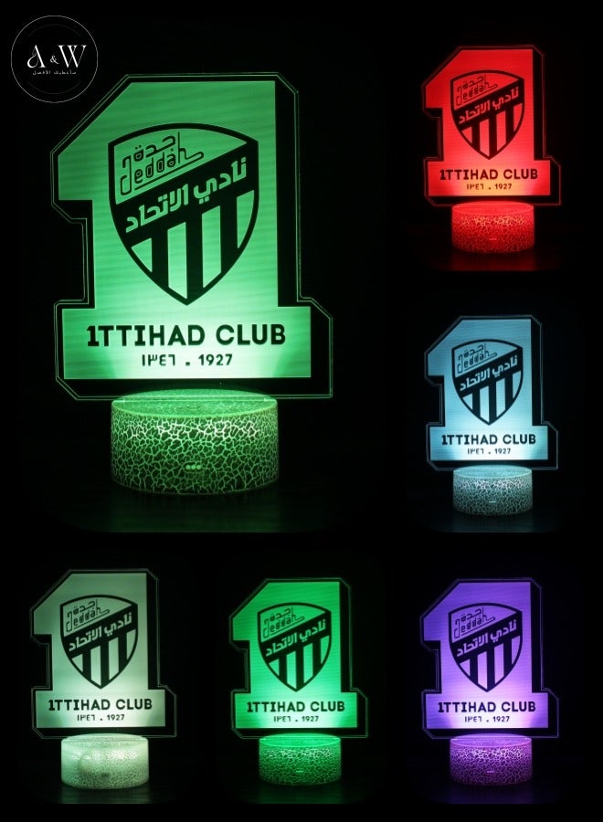 A&W Football Club 3D Night Light, Illusion Lamp, LED Gaming Lights with RGB 16 Color Changing, 4 Dynamic Flashing Modes, 1–24H Timer Off, Remote Control & Touch - Football Fans Gift & Bedroom Decor, Gaming Decor, Room Decoration - Image 1