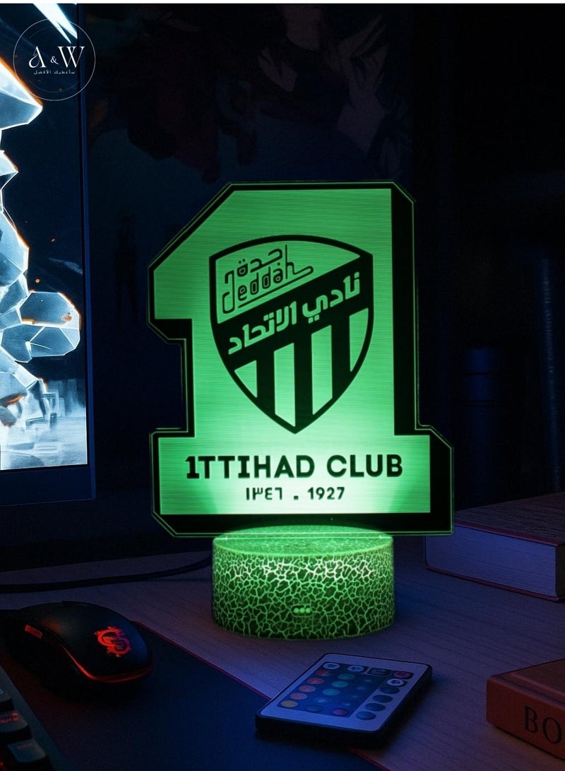 A&W Football Club 3D Night Light, Illusion Lamp, LED Gaming Lights with RGB 16 Color Changing, 4 Dynamic Flashing Modes, 1–24H Timer Off, Remote Control & Touch - Football Fans Gift & Bedroom Decor, Gaming Decor, Room Decoration - Image 2