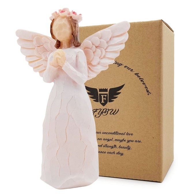 PRAYING ANGEL FIGURINE GUARDIAN ANGEL STATUE FIGURINESCULPTED HANDPAINTED FIGURE SURROUNDED BY LOVE SYMPATHY GIFT OF ENCOURAGEMENT WOMEN PRESENT