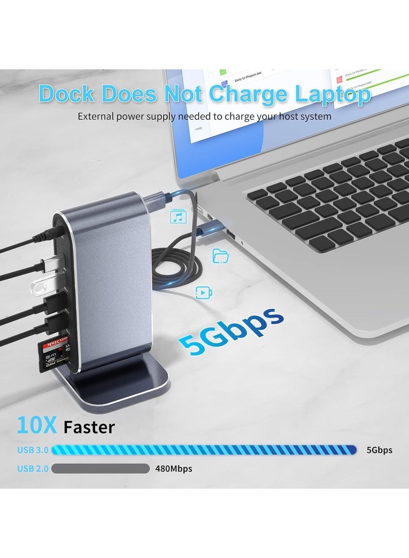 Arabest 12-in-1 USB C Docking Station - USB C Hub Dock Laptop Display Docking Station Universal Port with 4K HDMI Monitor,100W PD,Ethernet,4K VGA,Audio,SD/TF,USB 3.0 Adapter for Windows Mac Computer - Image 4