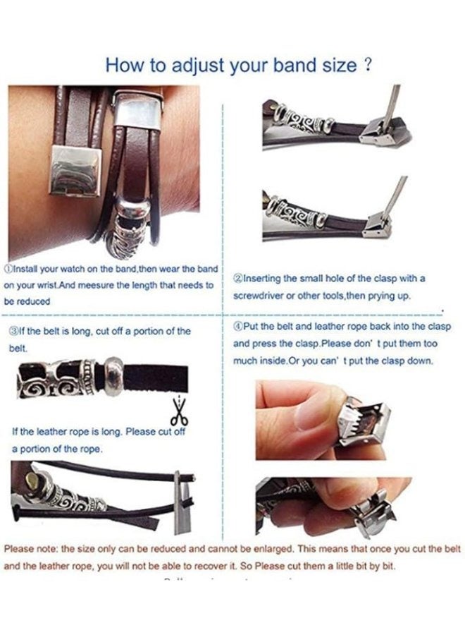Compatible with Boho Fancy Apple Watch Band - Multilayer Leather Bracelet Vintage for Apple Watch Series 5/4/3
