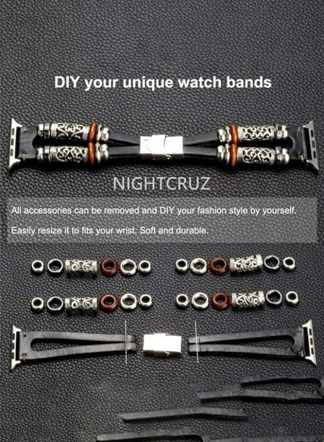 Compatible with Boho Fancy Apple Watch Band - Multilayer Leather Bracelet Vintage for Apple Watch Series 5/4/3