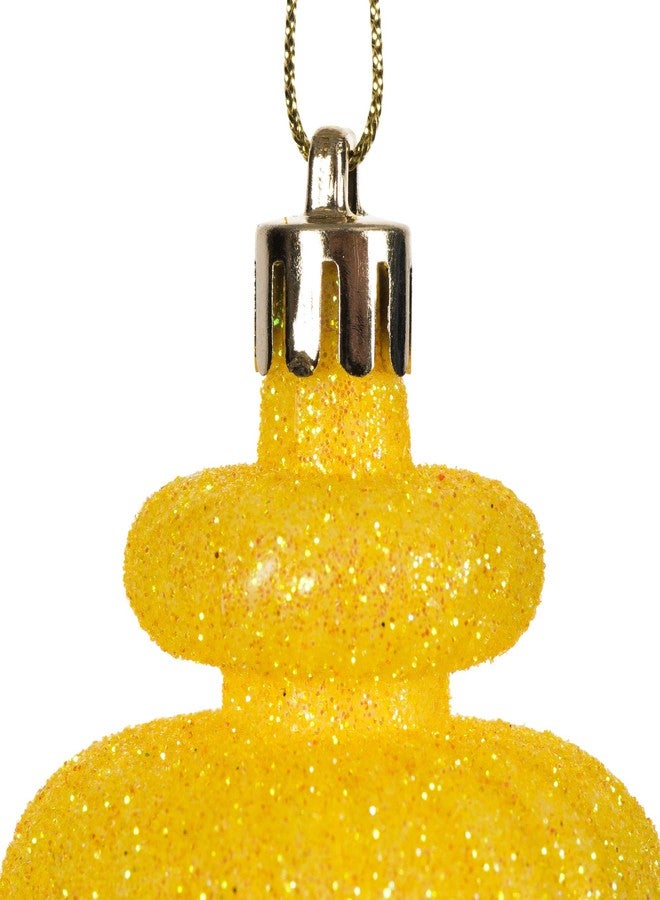 فيكرمان زينة شجرة عيد الميلاد من فيكرمان، مقاس 4 بوصات، بأربعة ألوان نهائية، مصنوعة من البلاستيك غير القابل للكسر، عبوة من 8 قطع، بألوان أصفر لامع، ومطفأ، وبريق، وترتر. - Image 2