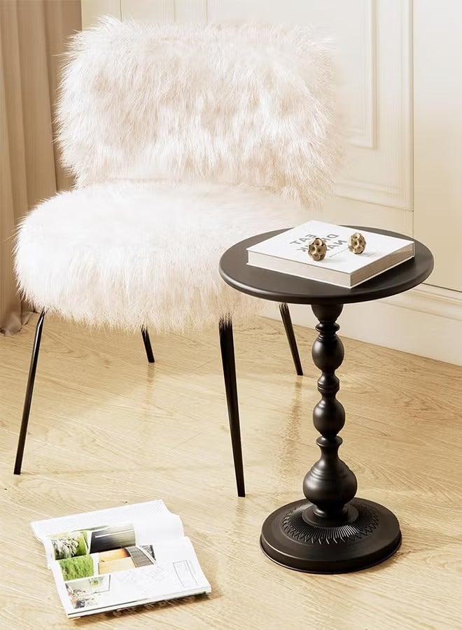 ELFSA Metal Round Side Table Sofa Coffee Table Vintage Service Table Desk for Living Room Bedroom Office Black - Image 5