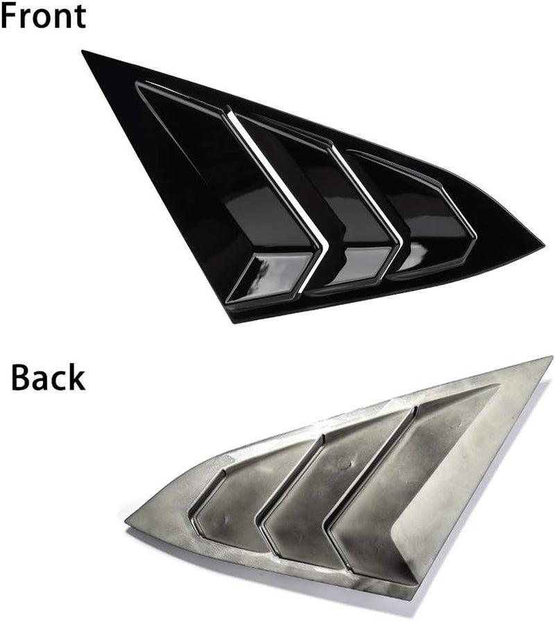 Thenice for 10th Gen Civic Rear Side Window Louvers Racing Style Triangular Window Glass Blinds Compatible with Honda Civic Sedan 2021 2020 2019 2018 2017 2016 -Piano Black - Image 2