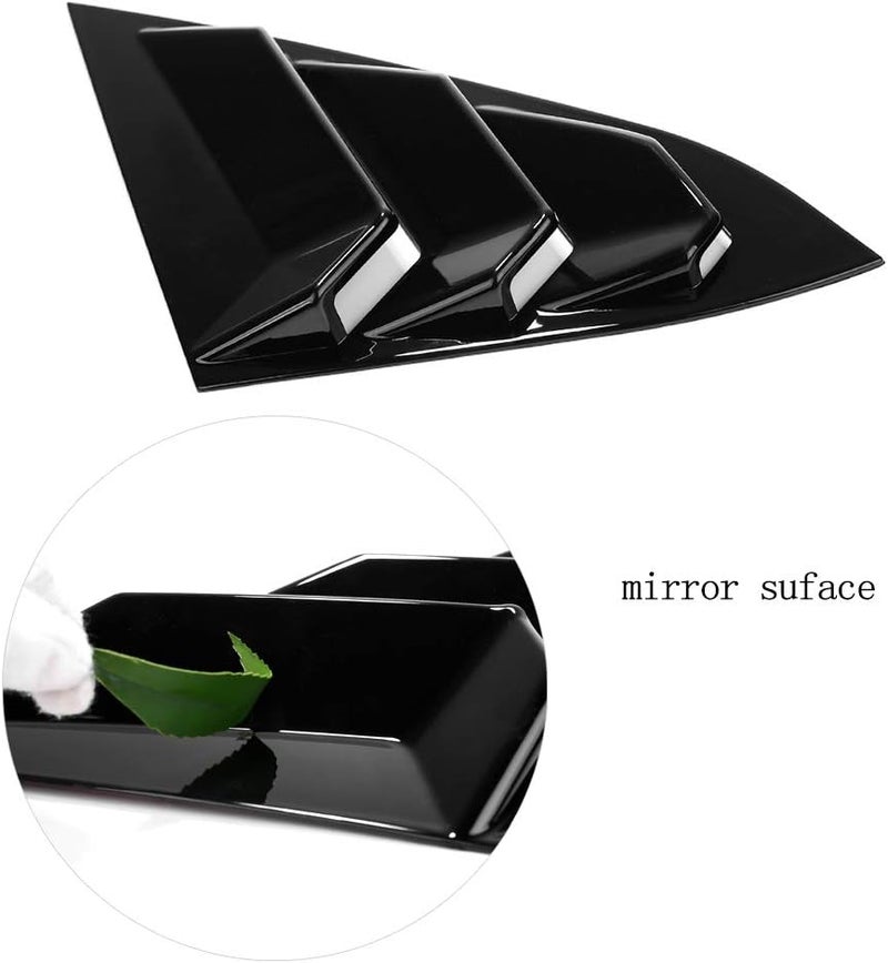 Thenice for 10th Gen Civic Rear Side Window Louvers Racing Style Triangular Window Glass Blinds Compatible with Honda Civic Sedan 2021 2020 2019 2018 2017 2016 -Piano Black - Image 4