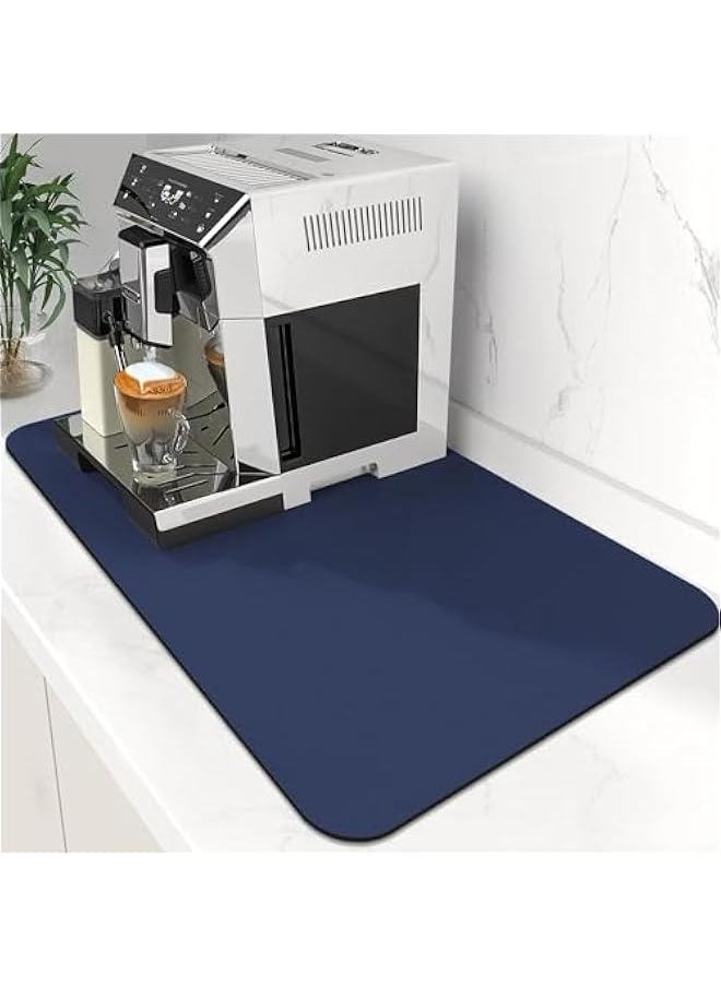 HOOKOR Coffee Mat Super Absorbent Dish Drying Mat Coffee Bar Accessories Match with Coffee Maker Coffee Machine Coffee Pot Large Drying Mats for Kitchen Counter 30x 50CM (Blue)  - Image 1