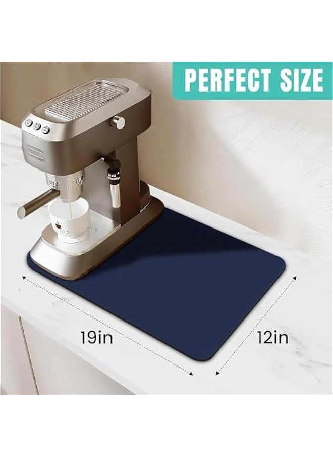 HOOKOR Coffee Mat Super Absorbent Dish Drying Mat Coffee Bar Accessories Match with Coffee Maker Coffee Machine Coffee Pot Large Drying Mats for Kitchen Counter 30x 50CM (Blue)  - Image 2