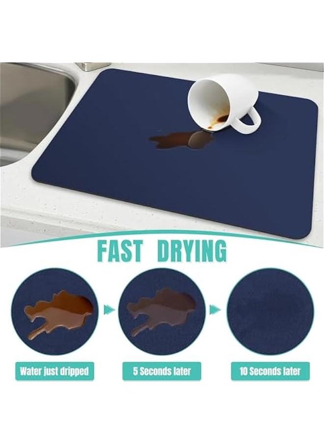 HOOKOR Coffee Mat Super Absorbent Dish Drying Mat Coffee Bar Accessories Match with Coffee Maker Coffee Machine Coffee Pot Large Drying Mats for Kitchen Counter 30x 50CM (Blue)  - Image 3