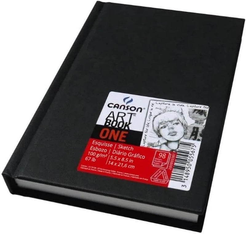 Canson ONE Art Book Paper Pad Smudge Resistant Sketch Book Paper Pad Hardbound 67 Pound 55 x 85 Inch 100 Sheets - Image 1