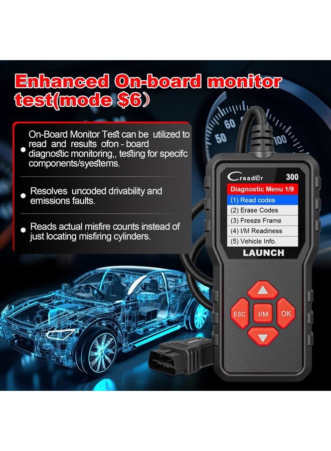 Launch Creader 300 OBD2 Scanner,Engine Fault Code Reader,Support Read Data Stream,Scanner for All OBDII Protocol Cars Since 1996, Lifetime Free Update,2025 Upgraded Ver. of CR3001 - Image 4