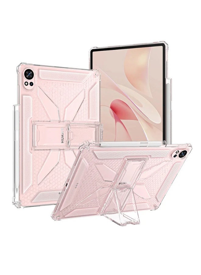 جراب شفاف مقاوم للصدمات، رفيع وخفيف الوزن، مقاوم للاصفرار، مزود بحامل قلم، متوافق مع هواوي ميت باد إير 12 بوصة 2024/ميت باد 12X 2024 - شفاف - Image 1