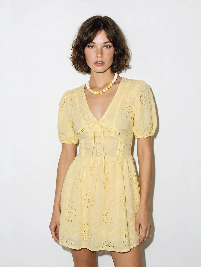 بيانكو لوتشي LUCCI Embroidered Mini Skater Dress