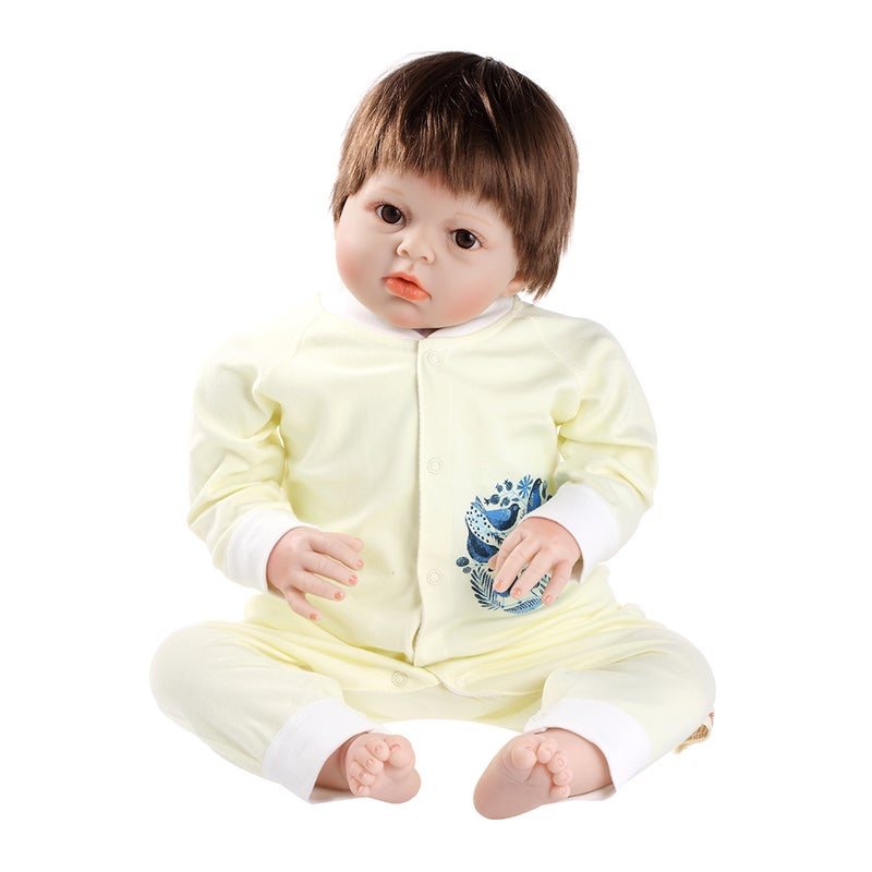 Baby Romper Unisex 100% Cotton Babysuit Baby Clothes Playsuit Long Sleeve Bird Print Spring Summer Autumn For Newborn Infant Baby Girl  Boy Yellow 9-12M - Image 1