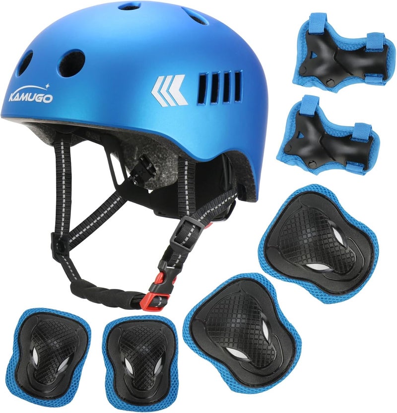KAMUGO Kids Bike Helmet Set, Toddler Helmet for Ages 2-8 Boys Girls with Sports Protective Gear Set Knee Elbow Wrist Pads for Skateboard Cycling Scooter Rollerblading - Image 1