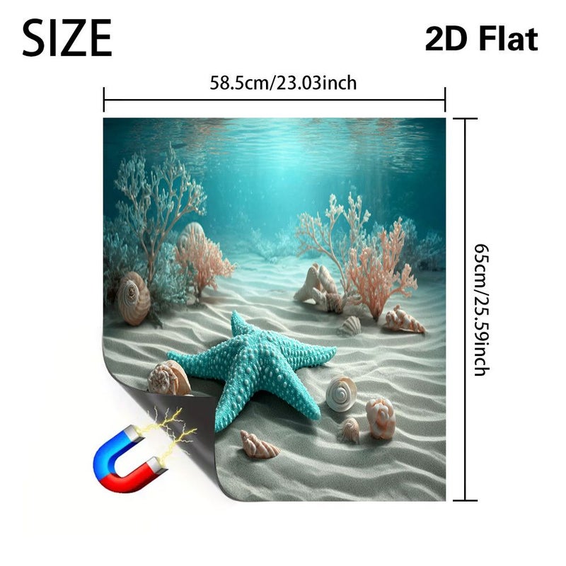 2D Flat 1pc Magnetic Dishwasher Refrigerator Door Cover 25.59 Inch by 23.03 Inch Marine Underwater Starfish Coral Decorative Panel Quick Cover for Most Appliances Elegant Touch for Indoor Decor - Image 3
